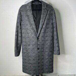 Allsaints Men's Grey Remmington Check Wool Two Button Front Coat Size Small